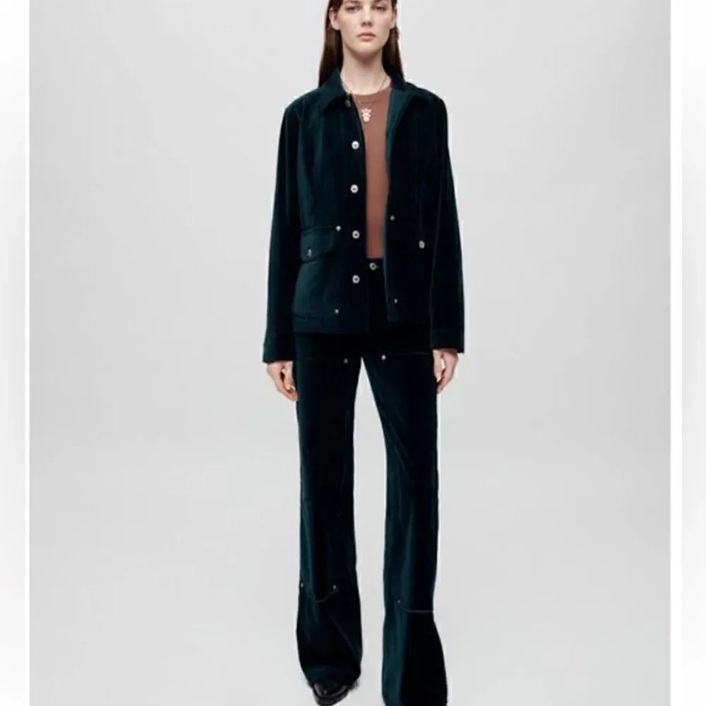 Re/Done VELVET CHORE JACKET in Navy Blue